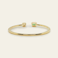 Yellow Diamond and Emerald Flexible Open Bangle