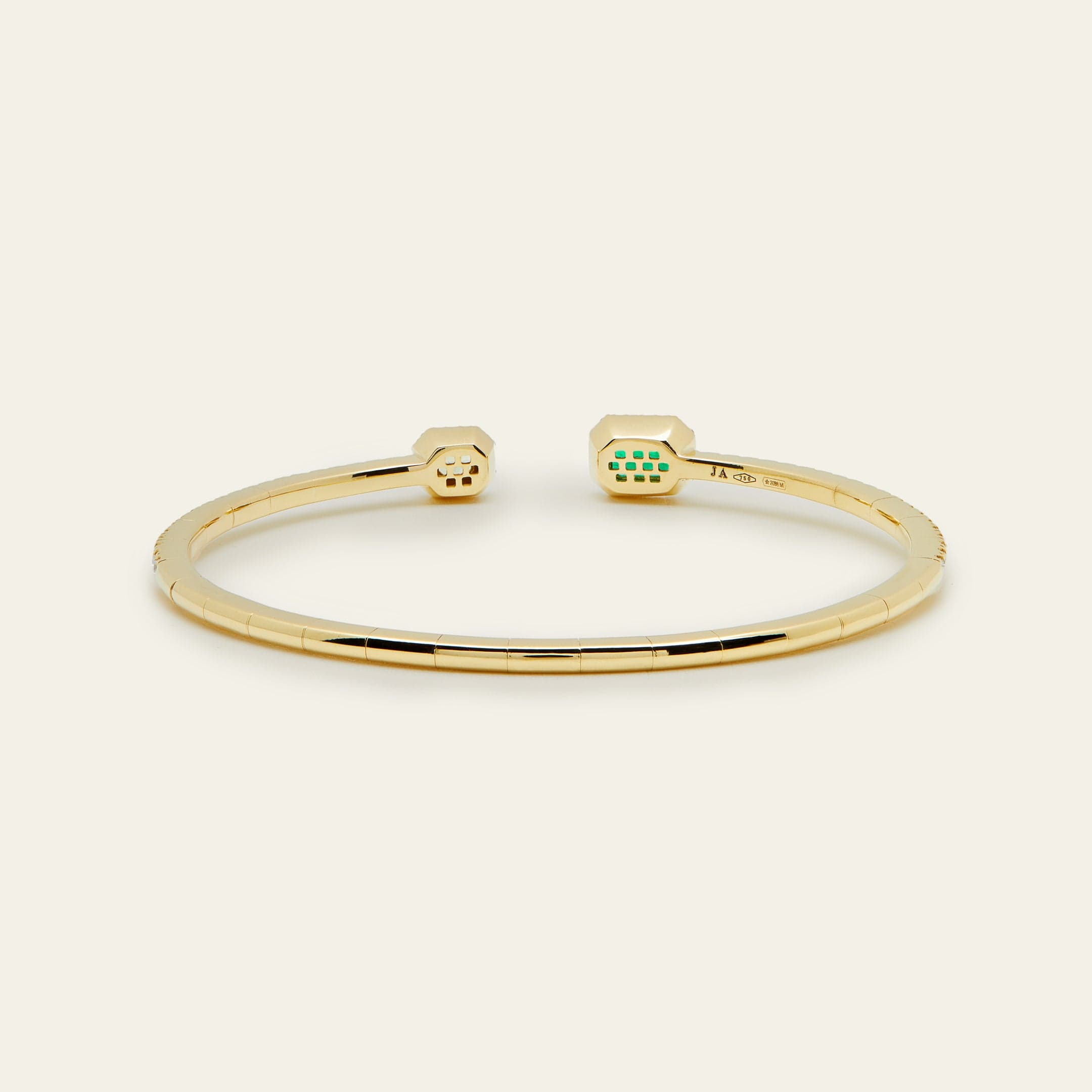 Yellow Diamond and Emerald Flexible Open Bangle