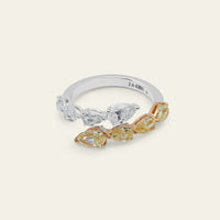 Yellow and White Diamond Bypass Ring