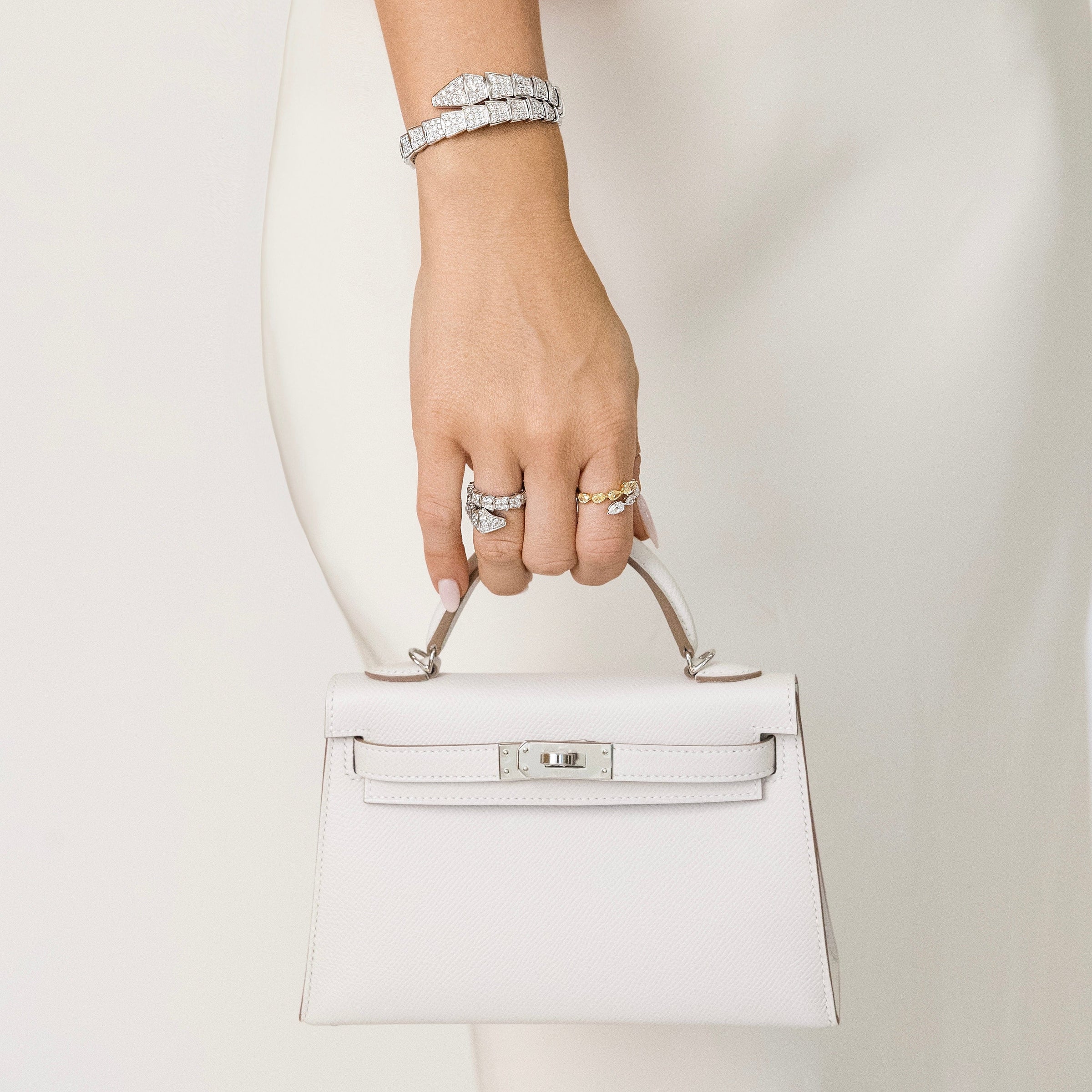 Yellow and White Diamond Bypass Ring