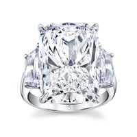 16.71 Carat Cushion Diamond 3-Stone Ring