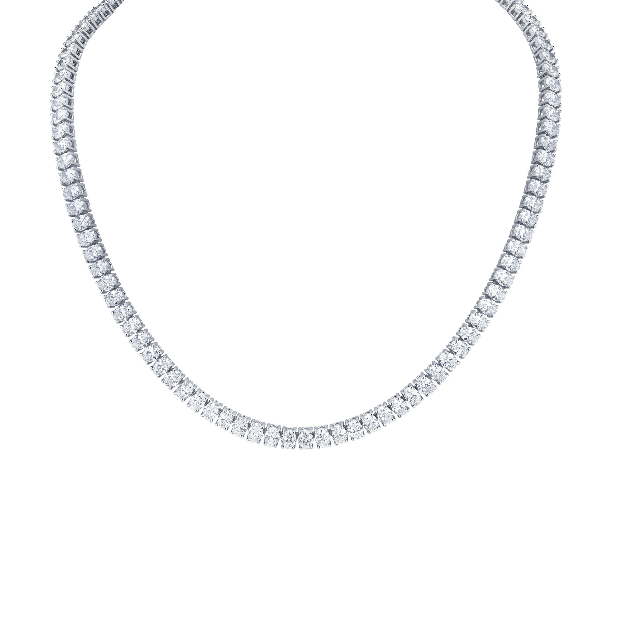 Straight Line Oval Diamond Necklace