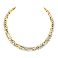 Watch Band Style Triple Row Diamond Necklace