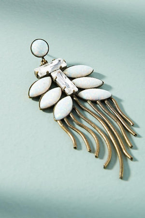 Opal Fire Tassel Drop Earrings - Golden NYC Jewelry www.goldennycjewelry.com fashion jewelry for women