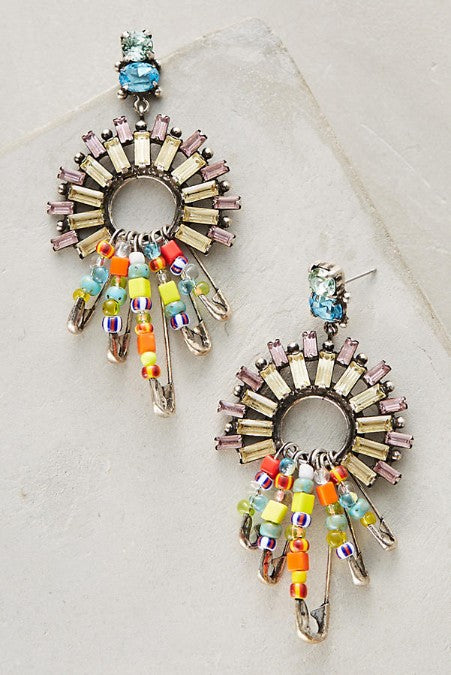 Rainbow Pin Layering Statement Earrings - Golden NYC Jewelry www.goldennycjewelry.com fashion jewelry for women
