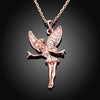 Austrian Elements Pav'e Angel Pendant Necklace in 14K Rose Gold Plating