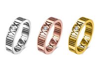 White Swarovski Elements Roman Numeral Band Ring in Gold Plating - 3 Colors Available