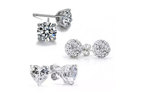 Crystal 3-Pack Stud Earrings Set Made With Austrian Elements