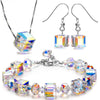Aurora Borealis Magnificent Cube With Austrian Crystals - 3 Piece Set with Luxe Box