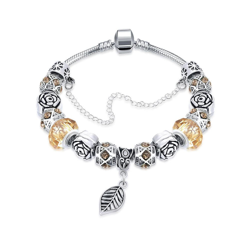 Petite Cream Soda Leaf Branch Pandora Inspired Bracelet - Golden NYC Jewelry