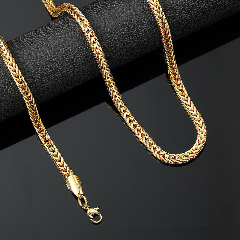 V Cut Curb 18K Gold Plated Chain