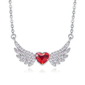 Austrian Crystals 4.00 Ct Ruby Flying with the Wings of an Angel Necklace