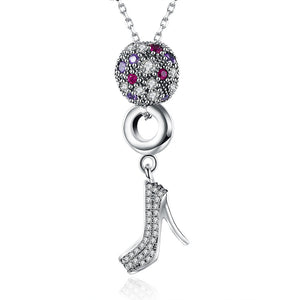 Sterling Silver 2 Piece Necklace- Louboutin Crystal Ball
