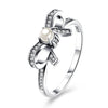 Sterling Silver Pandora Inspired Pearl Bow Ring - Golden NYC Jewelry