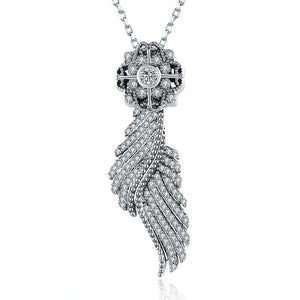 Sterling Silver 2 Piece Necklace- Crystal Angel Wing