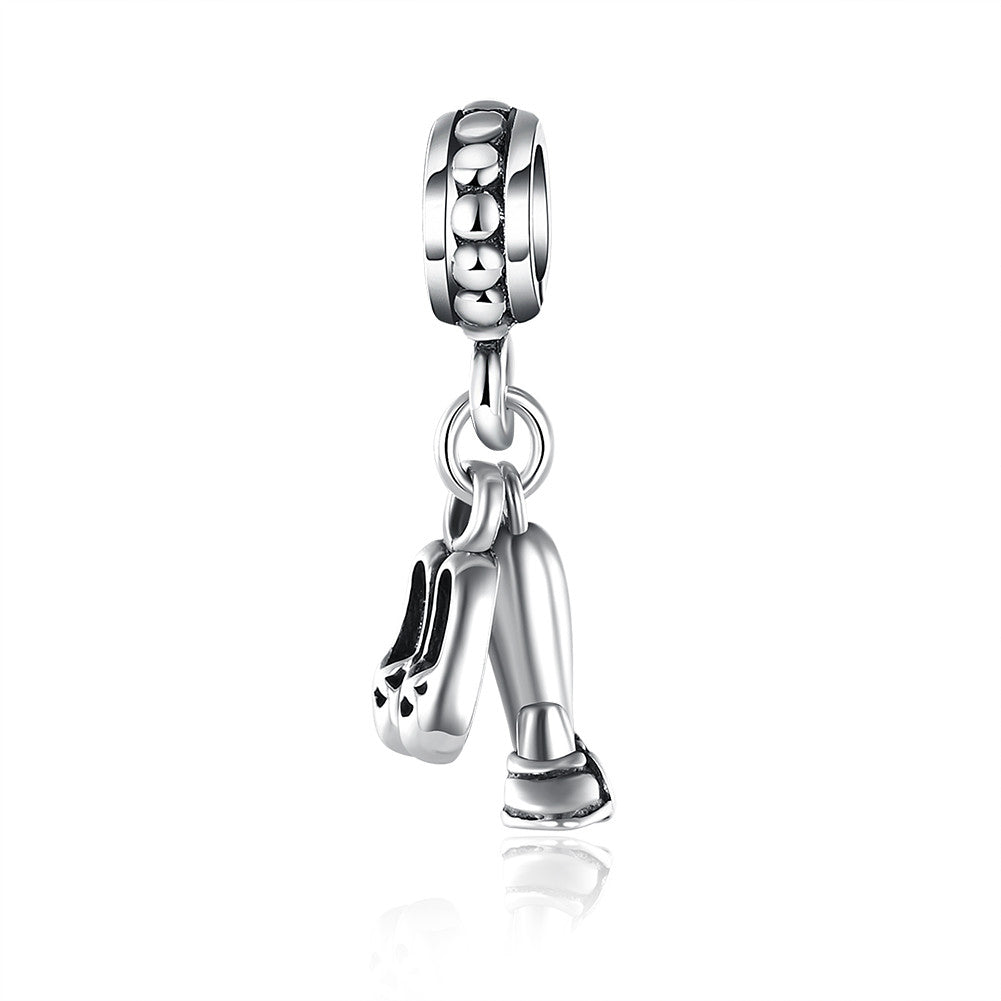 Sterling Silver Ballerina 2 PC Charm with Shoes and Attire - Golden NYC Jewelry