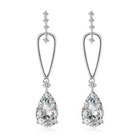 Pear Shaped Swarovski Crystal Dangling Earrings Set in 18K White Gold - Golden NYC Jewelry