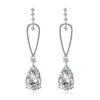 Pear Shaped Austrian Crystal Dangling Earrings Set in 18K White Gold - Golden NYC Jewelry