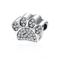 Sterling Silver CZ Pave Paw Doggie Animal Charm - Golden NYC Jewelry