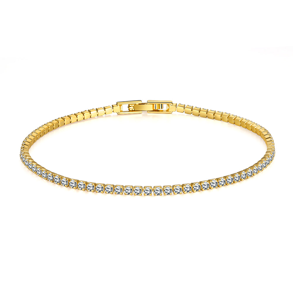 6.00 CT White Topaz Swarovski Crystal 3mm Classic Round Tennis Bracelet - Gold, Bracelet, Golden NYC Jewelry, Golden NYC Jewelry jewelryjewelry deals, swarovski crystal jewelry, groupon jewelry,, jewelry for mom,