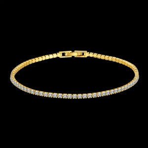 Tennis Necklace and Bracelet Set made With Austrian Crystals with Luxe Box - 18K Gold