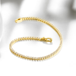 10Ct Tennis Bracelet + Halo Earring+ Necklace With  Crystals - 5 Piece Set with Luxe Box - 18K Gold