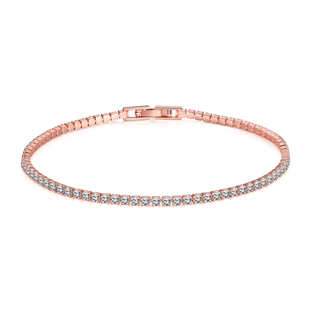 6.00 CT White Topaz Swarovski Crystal 3mm Classic Round Tennis Bracelet - Rose Gold, Bracelet, Golden NYC Jewelry, Golden NYC Jewelry jewelryjewelry deals, swarovski crystal jewelry, groupon jewelry,, jewelry for mom,