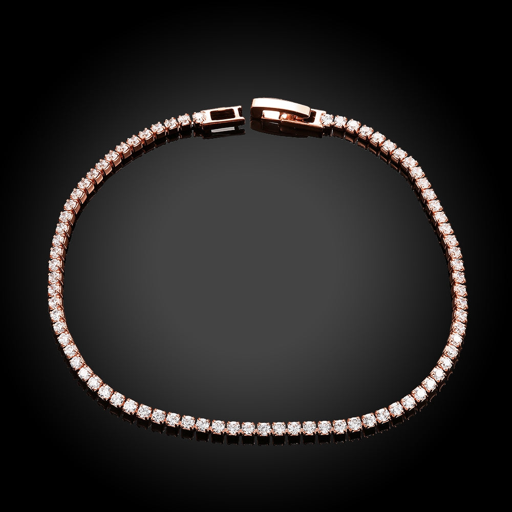 Tennis Necklace and Bracelet Set made With Swarovski Crystals with Luxe Box - 18K Rose