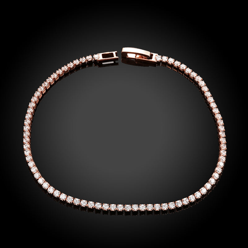 Tennis Necklace and Bracelet Set made With Swarovski Crystals with Luxe Box - 18K Rose