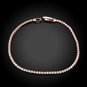 Tennis Necklace and Bracelet Set made With Austrian Crystals with Luxe Box - 18K Rose