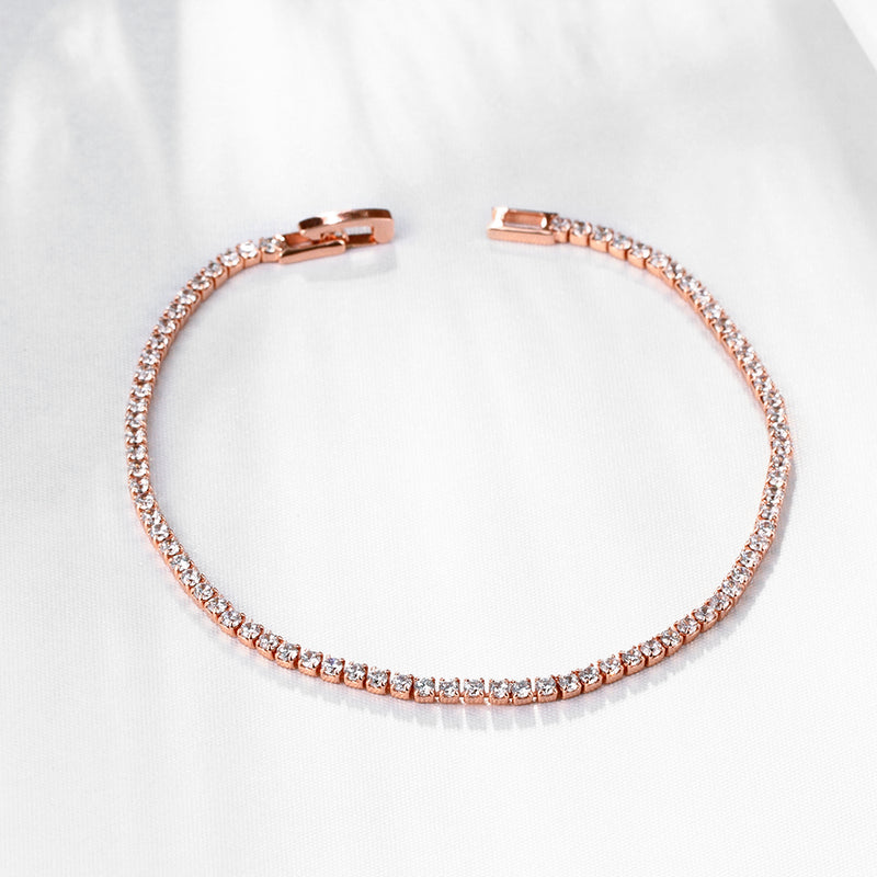 6.00 CT White Topaz Swarovski Crystal 3mm Classic Round Tennis Bracelet - Rose Gold, Bracelet, Golden NYC Jewelry, Golden NYC Jewelry jewelryjewelry deals, swarovski crystal jewelry, groupon jewelry,, jewelry for mom,