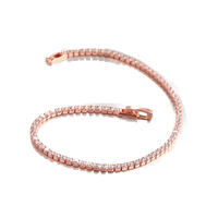 Tennis Necklace and Bracelet Set made With Swarovski Crystals with Luxe Box - 18K Rose