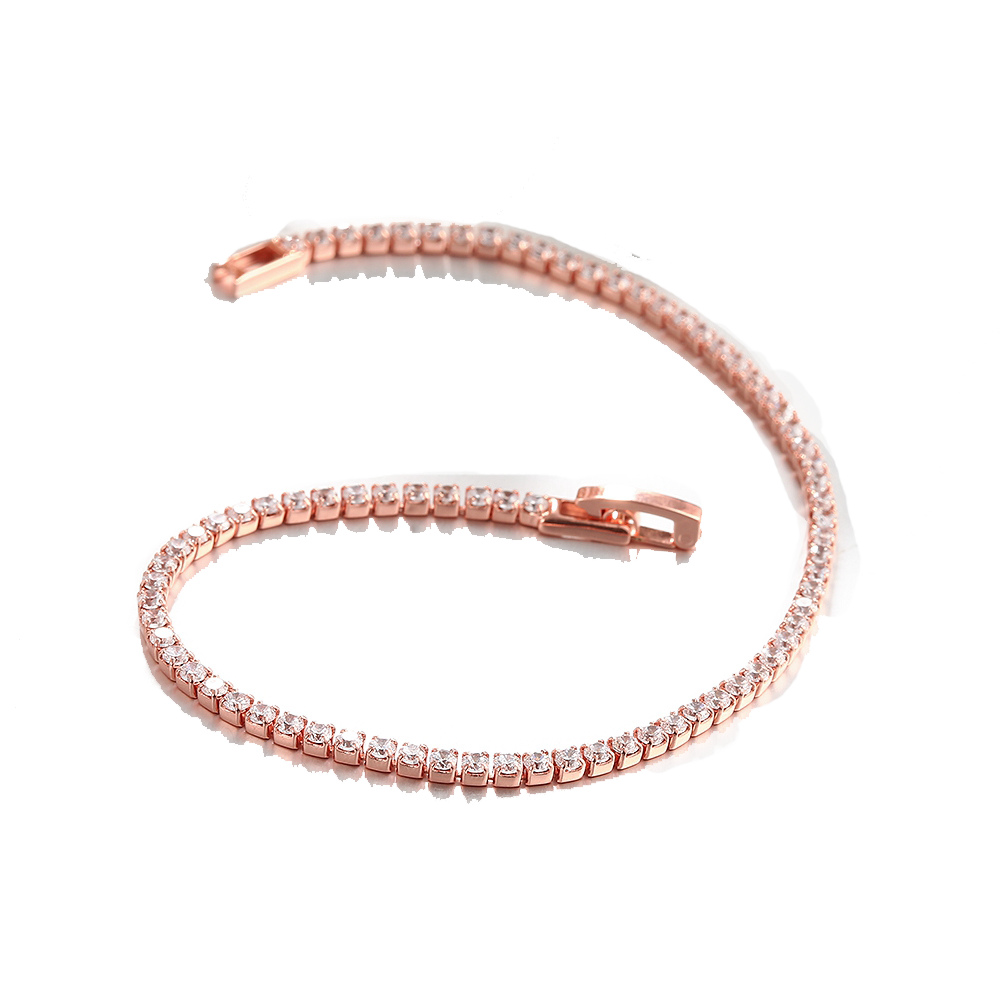 Tennis Necklace and Bracelet Set made With Swarovski Crystals with Luxe Box - 18K Rose