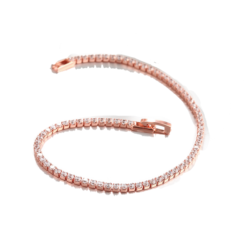 Tennis Necklace and Bracelet Set made With Swarovski Crystals with Luxe Box - 18K Rose