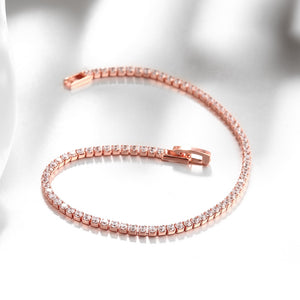 10Ct Tennis Bracelet + Halo Earring+ Necklace With Crystals - 5 Piece Set with Luxe Box - 18K Rose Gold