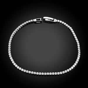 Tennis Necklace and Bracelet Set made With Austrian Crystals with Luxe Box - 18K White