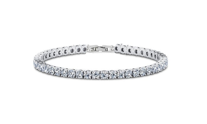 6.00 CT White Topaz Swarovski Crystal 3mm Classic Round Tennis Bracelet - Silver, Bracelet, Golden NYC Jewelry, Golden NYC Jewelry  jewelryjewelry deals, swarovski crystal jewelry, groupon jewelry,, jewelry for mom,