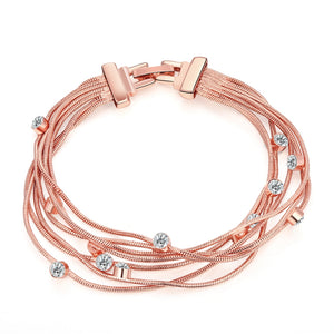 Multi-Strands Austrian Elements Bracelet in 14K Rose Gold