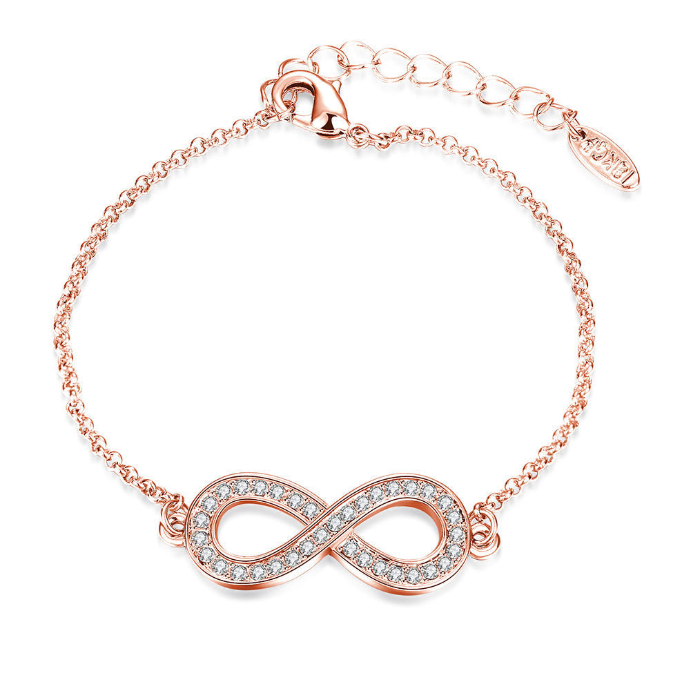 Infinity Pendant Bracelet with Austrian Elements in 14K Rose Gold