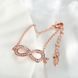 Infinity Pendant Bracelet with Austrian Elements in 14K Rose Gold