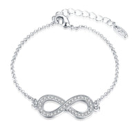 Infinity Pendant Bracelet with Austrian Elements in 14K White  Gold