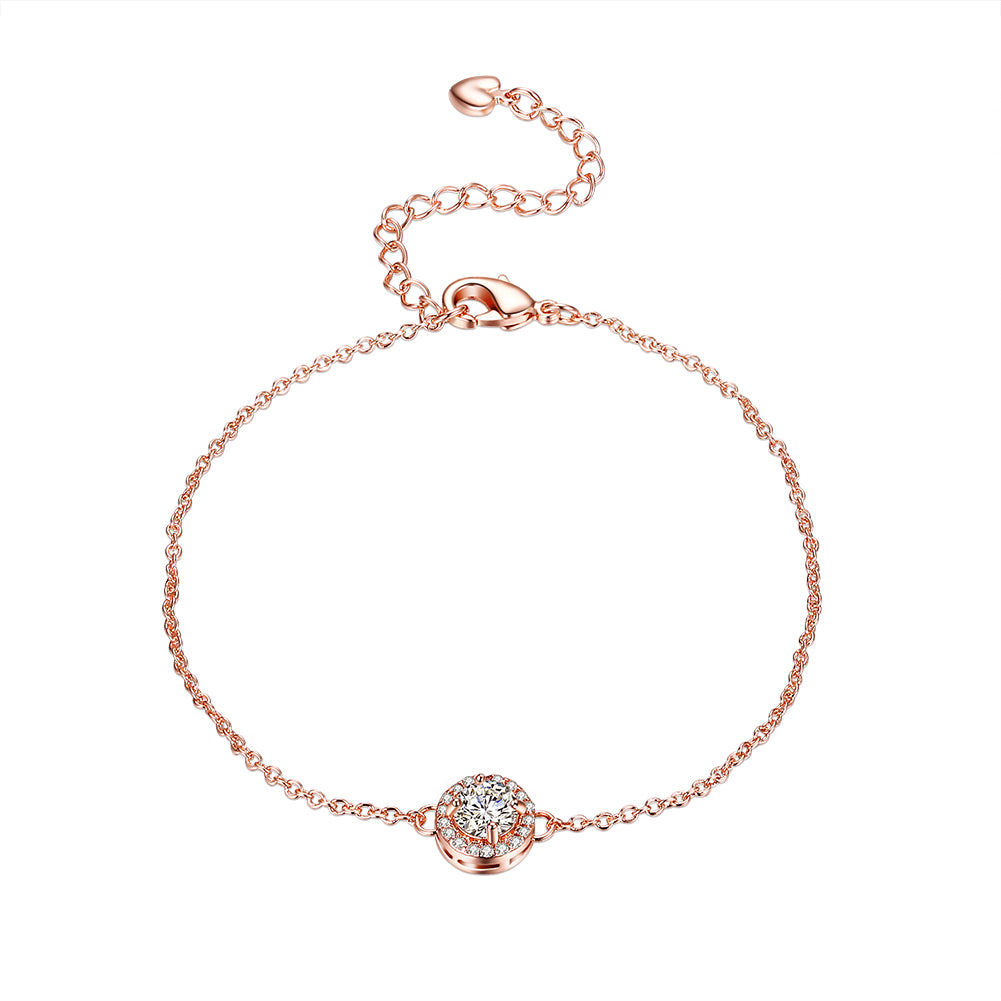 Single Solitare Austrian Bracelet in 14K Rose Gold