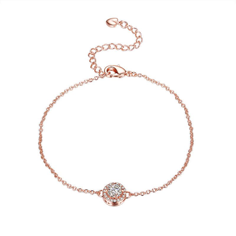 Single Solitare Austrian Bracelet in 14K Rose Gold