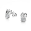 Austrian Elements Pav'e Owl Studs in 18K White Gold