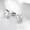 Austrian Crystal Pave Owl Stud Earring in 18K White Gold Plated