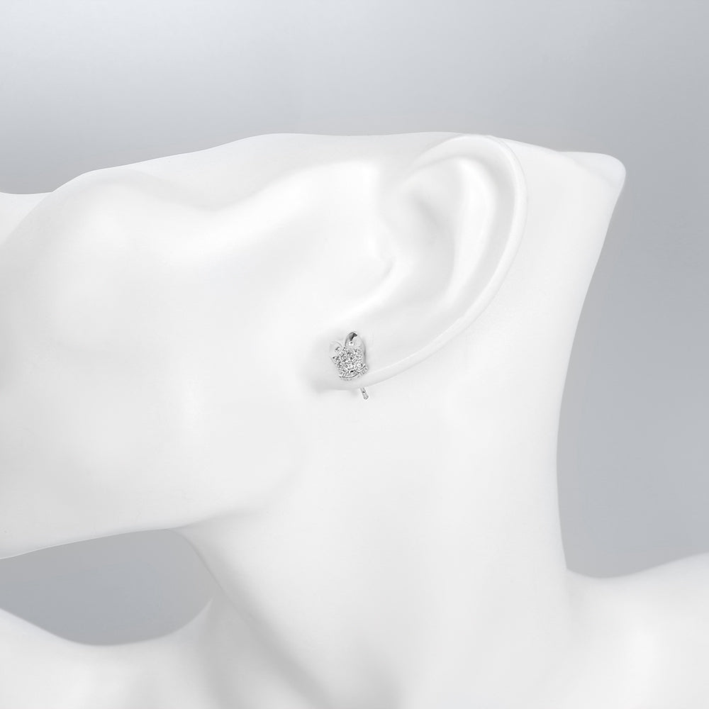 Swarovski Crystal Pave Owl Stud Earring in 18K White Gold Plated