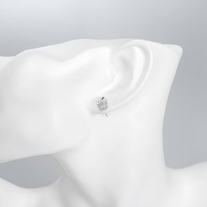 Austrian Crystal Pave Owl Stud Earring in 18K White Gold Plated