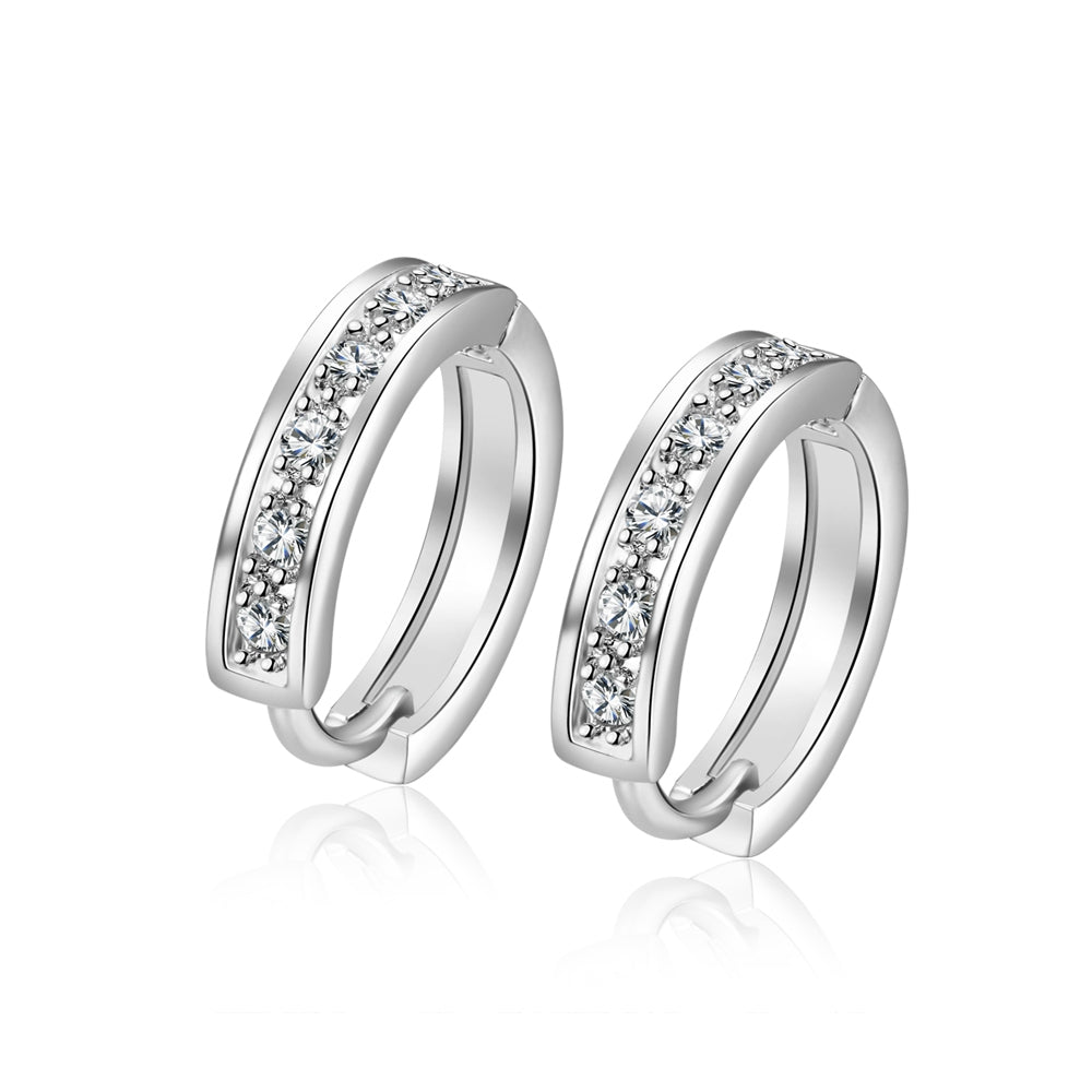 Swarovski Crystal Pave Huggie Earring in 18K White Gold Plated