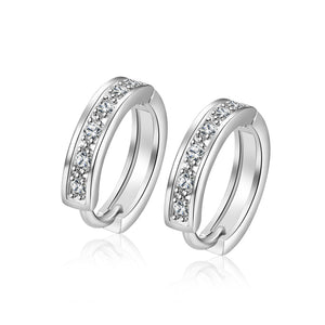 Austrian Crystal Pave Huggie Earring in 18K White Gold Plated