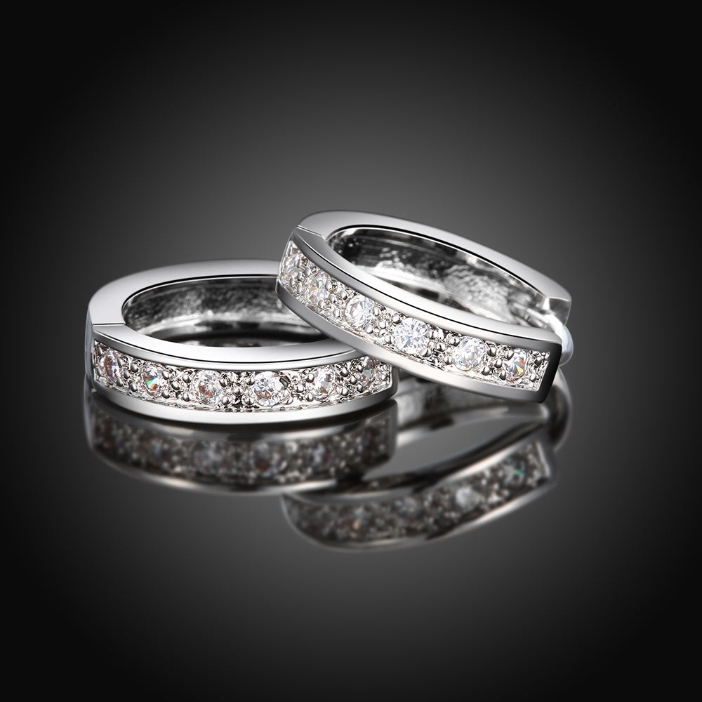 Swarovski Crystal Pave Huggie Earring in 18K White Gold Plated